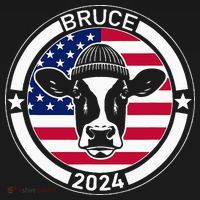 Funny Bruce The Cow Head Bruce For President 2024 Apron thumb 3