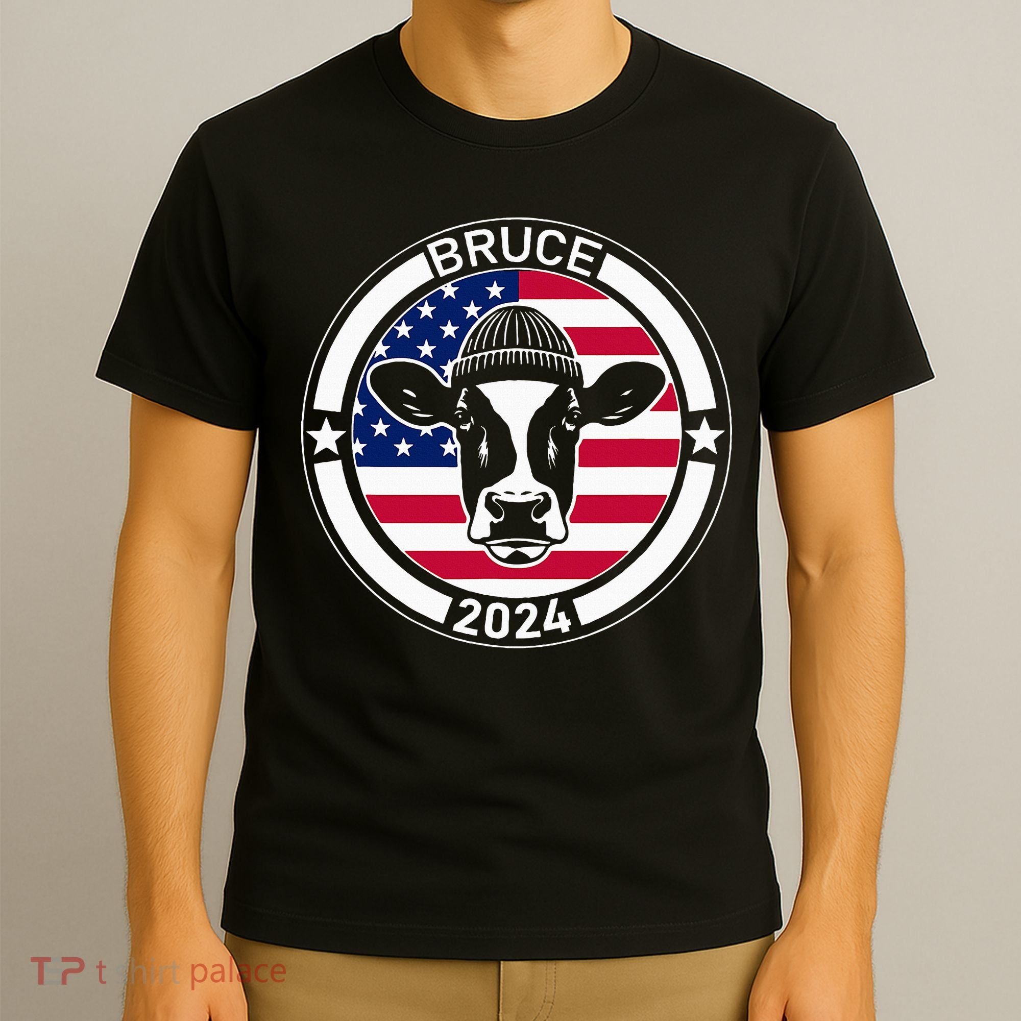 Funny Bruce The Cow Head Bruce For President 2024 T-Shirt