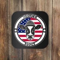 Funny Bruce The Cow Head Bruce For President 2024 Coaster thumb 0