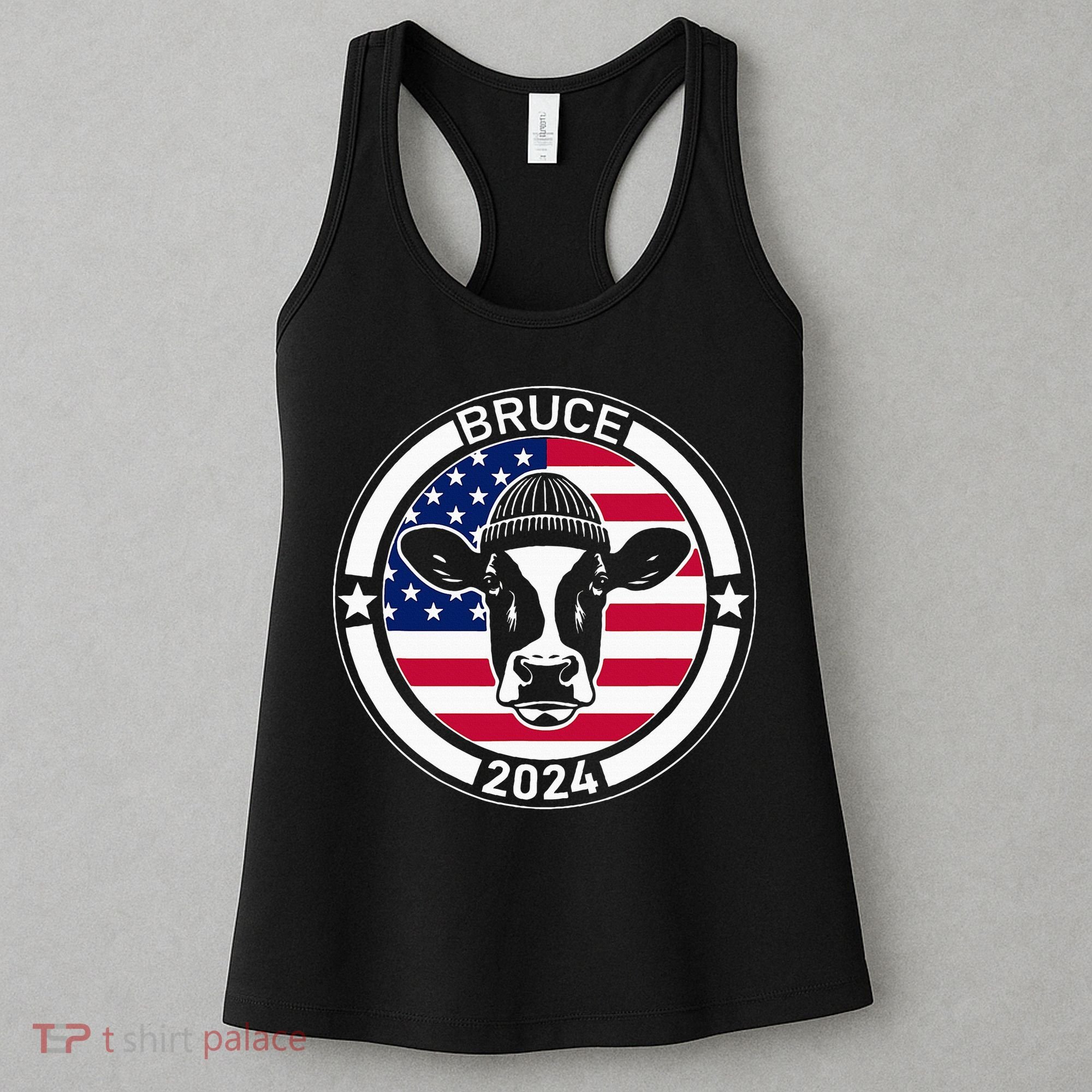 Funny Bruce The Cow Head Bruce For President 2024 Women's Tank Top