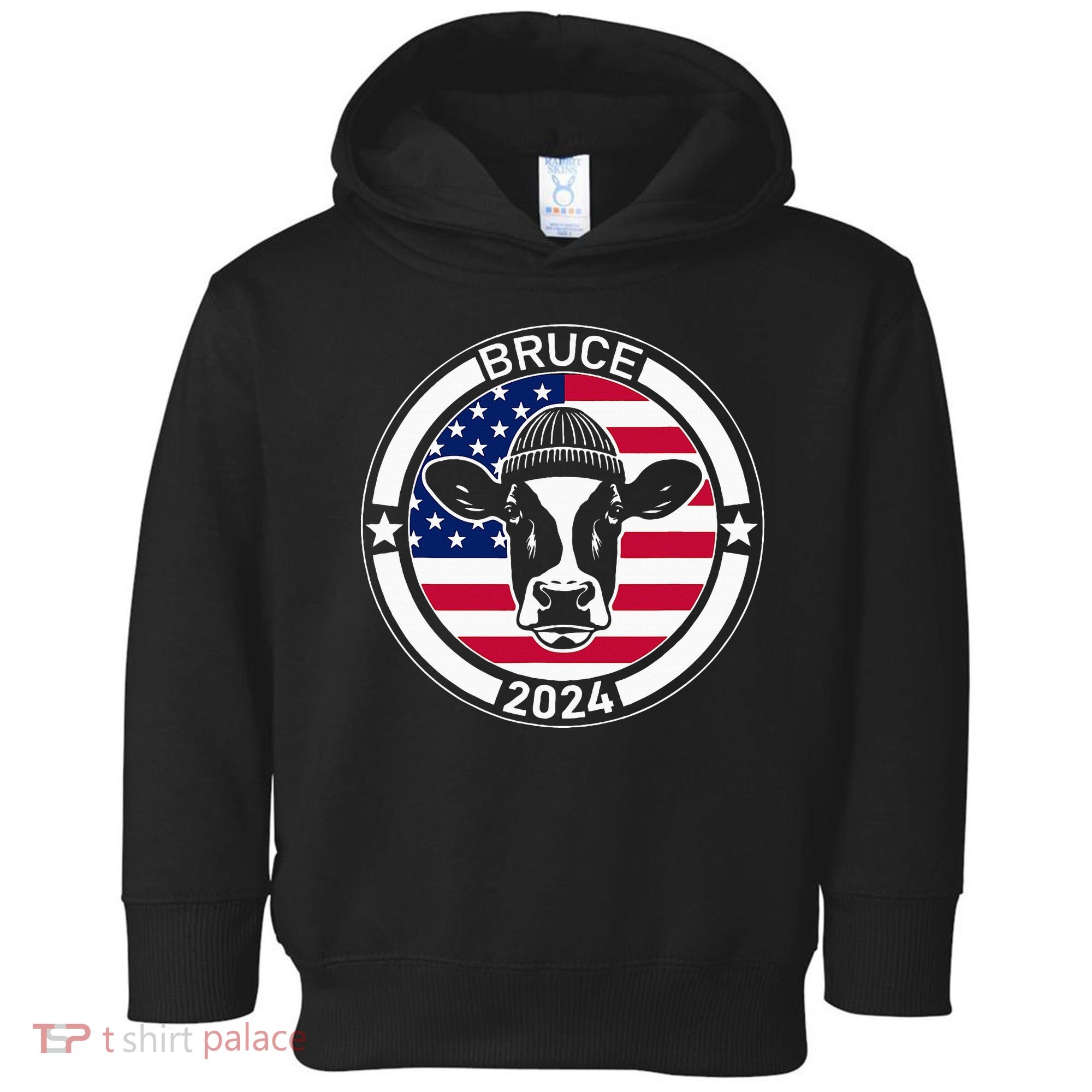 Funny Bruce The Cow Head Bruce For President 2024 Toddler Hoodie