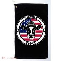 Funny Bruce The Cow Head Bruce For President 2024 Golf Towel thumb 0