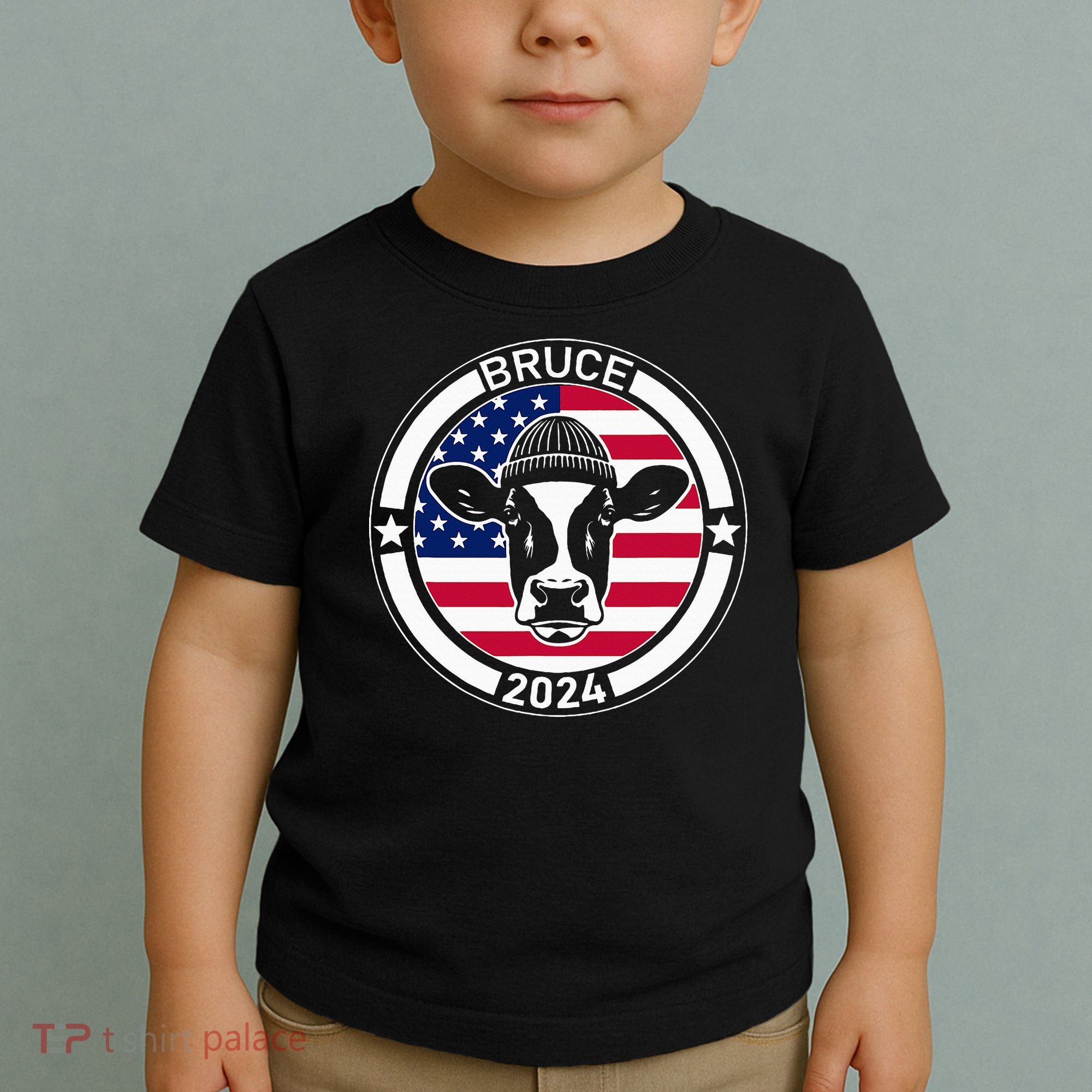 Funny Bruce The Cow Head Bruce For President 2024 Toddler T-Shirt