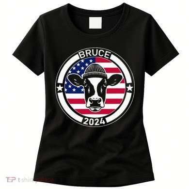 Funny Bruce The Cow Head Bruce For President 2024 Women's T-Shirt