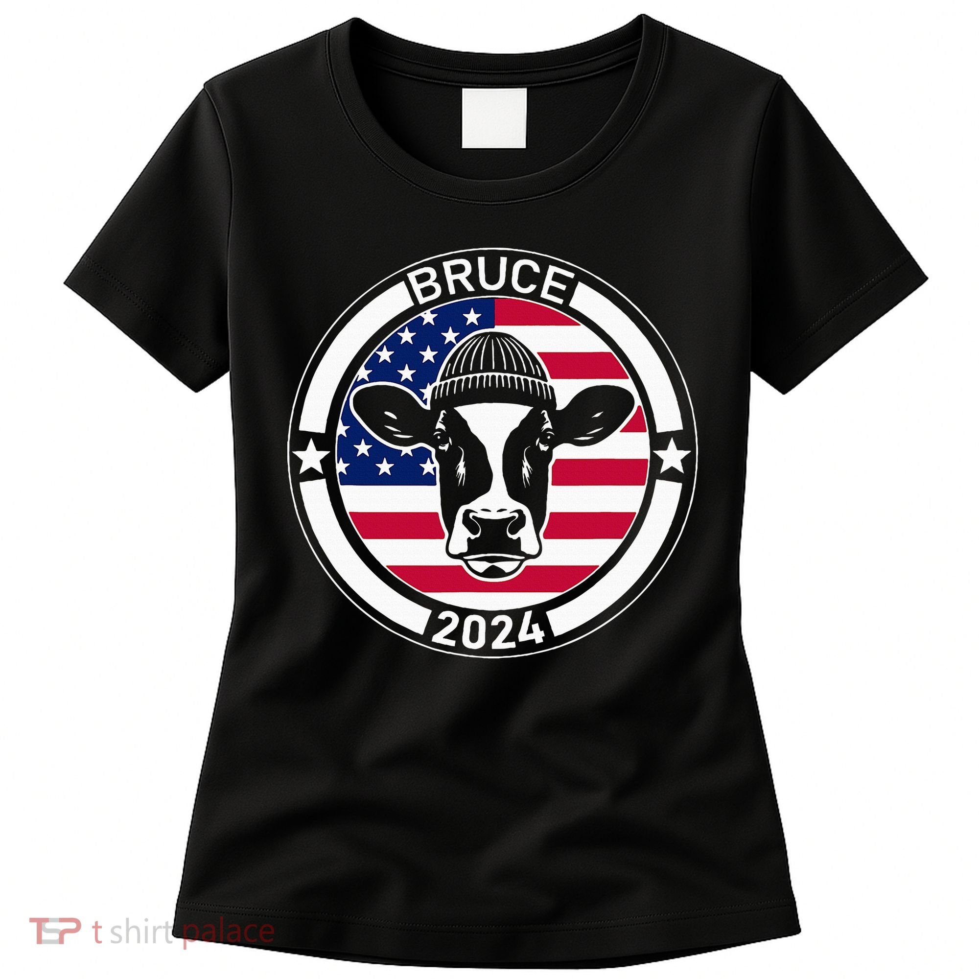Funny Bruce The Cow Head Bruce For President 2024 Women's T-Shirt
