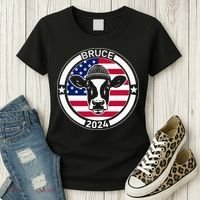 Funny Bruce The Cow Head Bruce For President 2024 Women's T-Shirt thumb 3