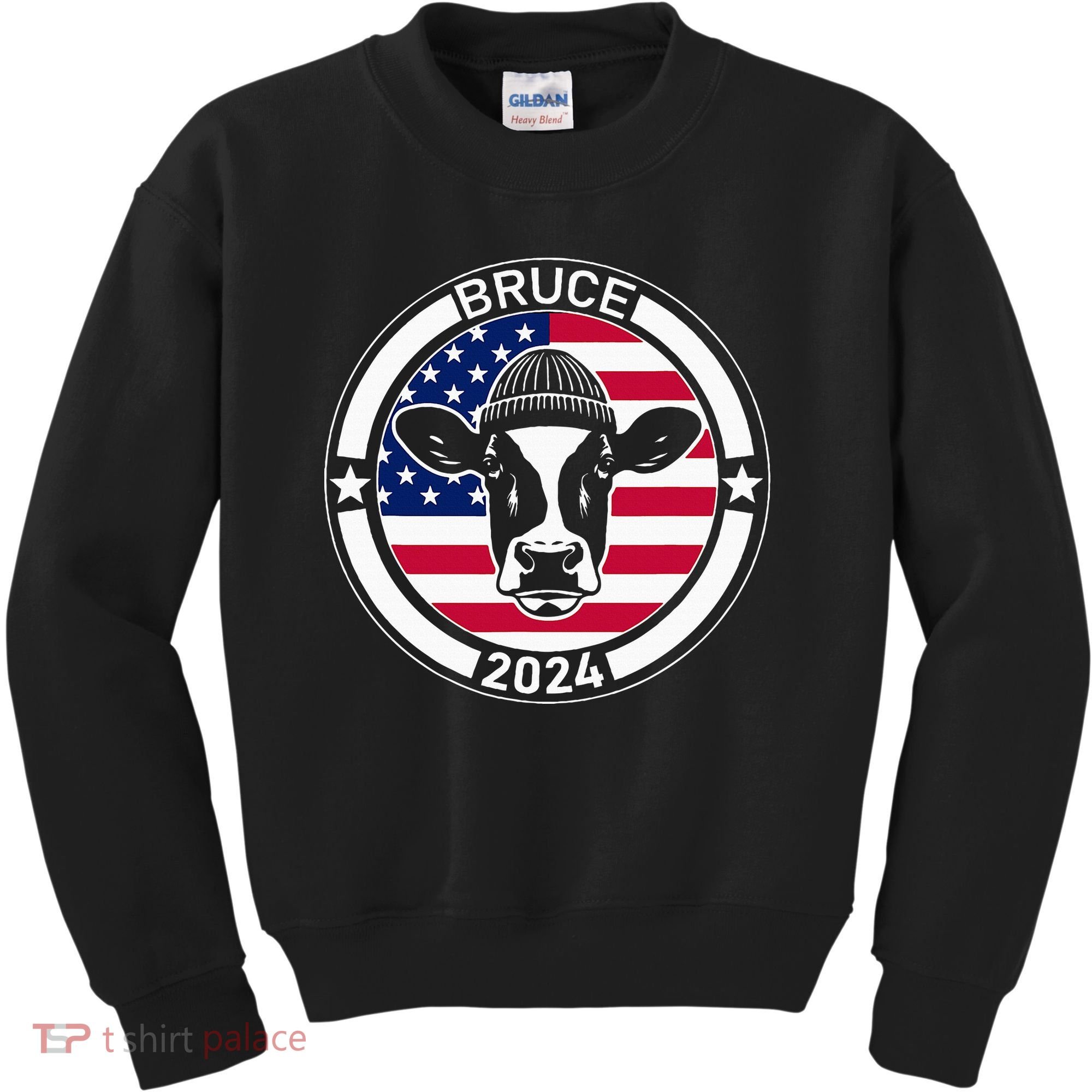 Funny Bruce The Cow Head Bruce For President 2024 Kids Sweatshirt