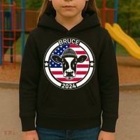 Funny Bruce The Cow Head Bruce For President 2024 Kids Hoodie thumb 3