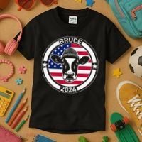 Funny Bruce The Cow Head Bruce For President 2024 Kids T-Shirt thumb 3