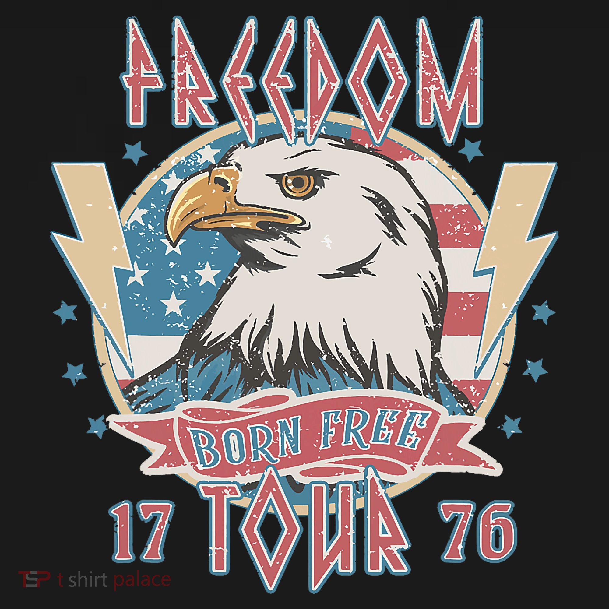 Freedom Born To Be Free 4th Of July 1776 Eagle Usa Flag T-Shirt