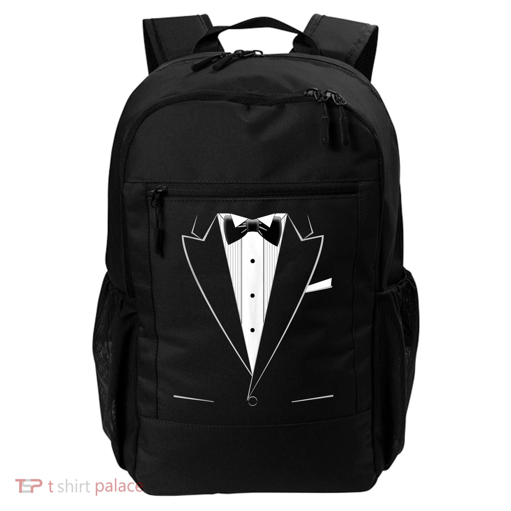 Funny Black Tuxedo And White Backpack