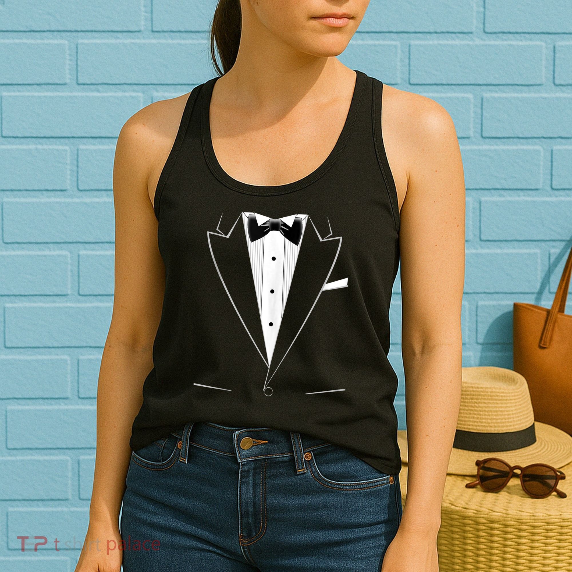 Funny Black Tuxedo And White Women's Tank Top