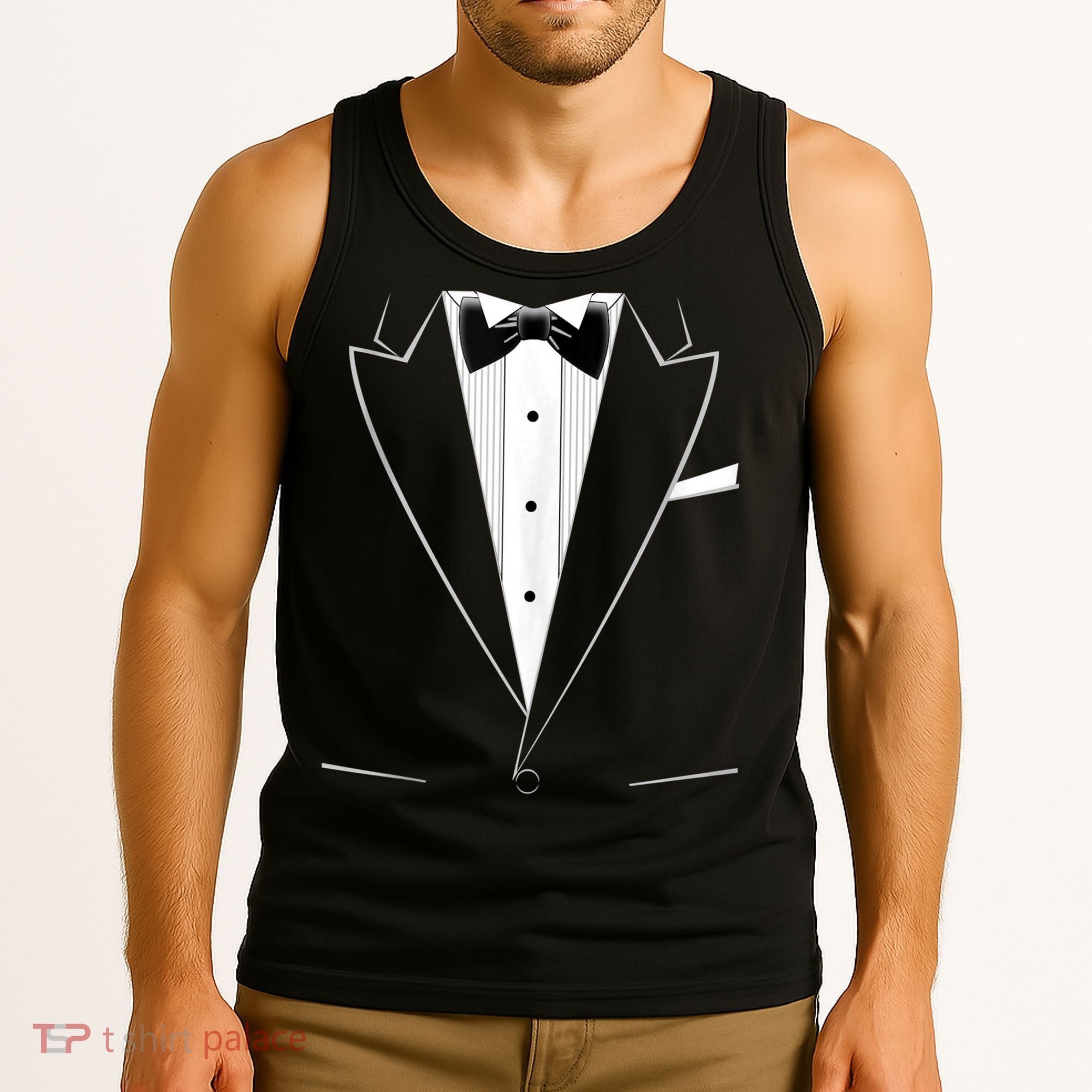 Funny Black Tuxedo And White Tank Top