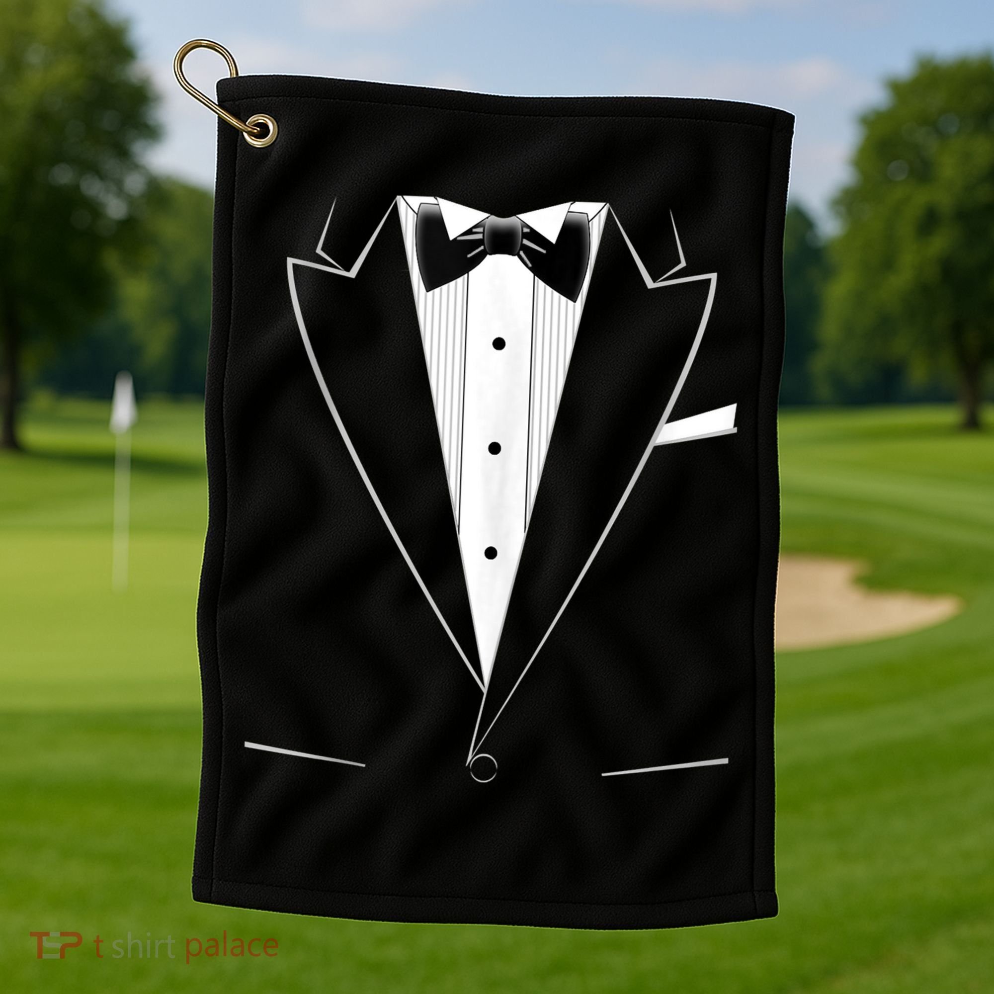 Funny Black Tuxedo And White Golf Towel