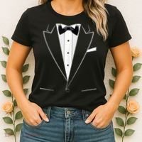 Funny Black Tuxedo And White Women's T-Shirt thumb 2