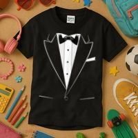 Funny Black Tuxedo And White Kids T-Shirt thumb 3