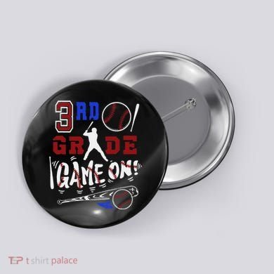 Funny Back To School Baseball Third Grade 3rd Grade Gift Button