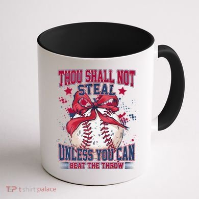 Funny Baseball Thou Shall Not Steal Coffee Mug back