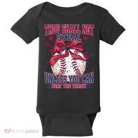 Funny Baseball Thou Shall Not Steal Baby Bodysuit thumb 0