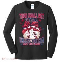 Funny Baseball Thou Shall Not Steal Kids Long Sleeve Shirt thumb 0
