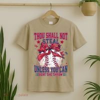 Funny Baseball Thou Shall Not Steal T-Shirt thumb 2