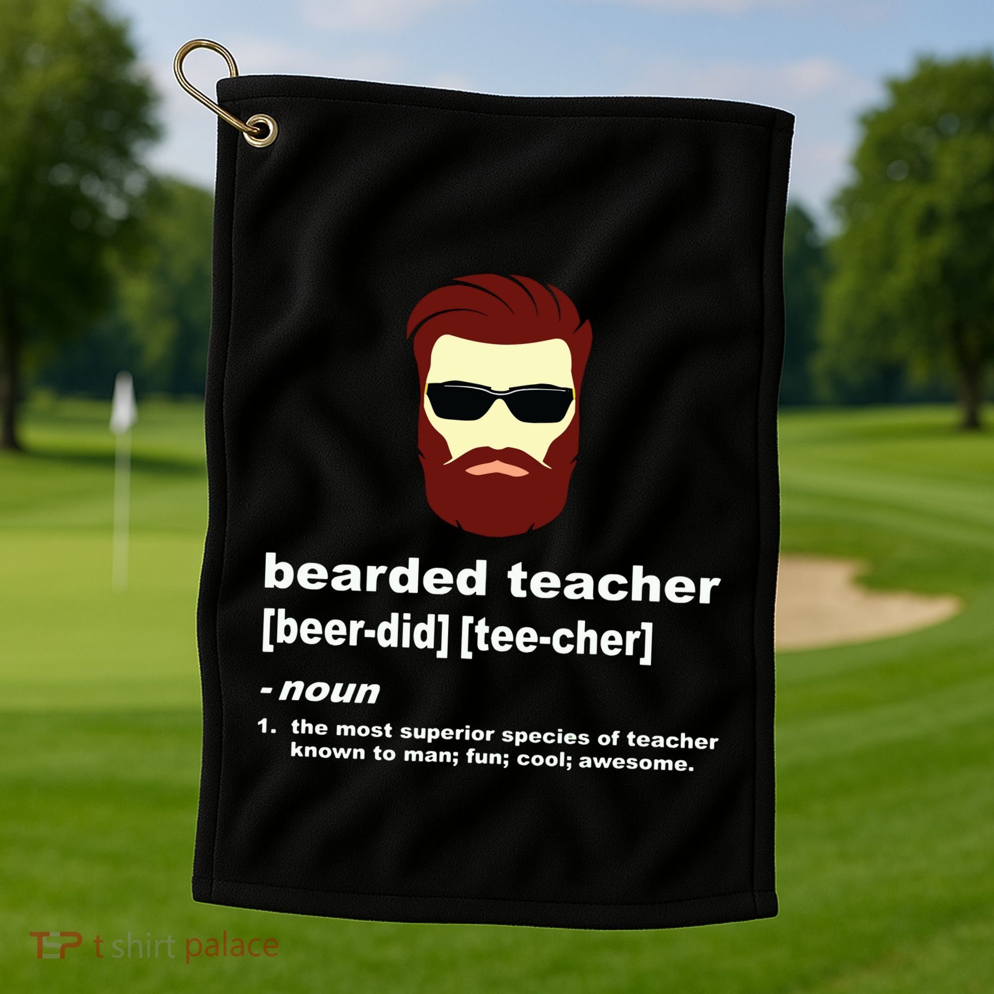 Funny Beard Teacher Teacher Appreciation Gift For Golf Towel