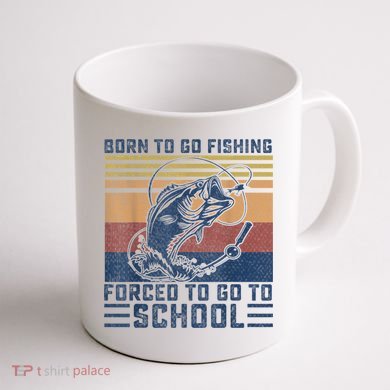 Funny Born To Go Fishing Bass Fish Fisherman Boys Kids Coffee Mug back