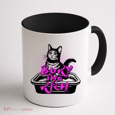 Funny Bury The Rich Cat Litter Box Coffee Mug back