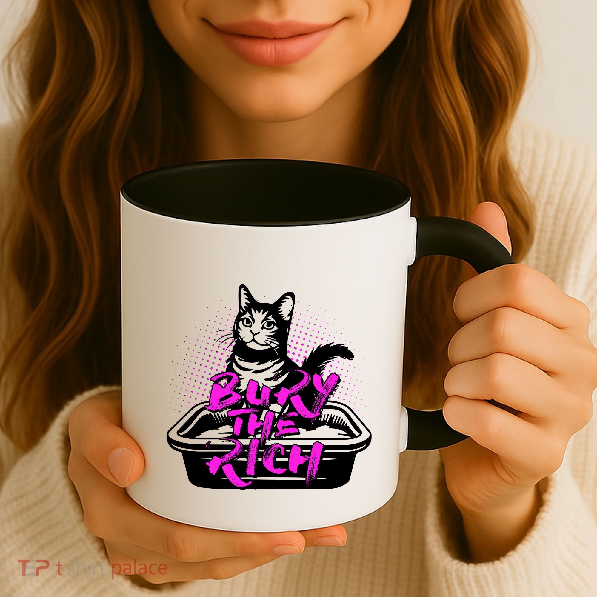 Funny Bury The Rich Cat Litter Box Coffee Mug