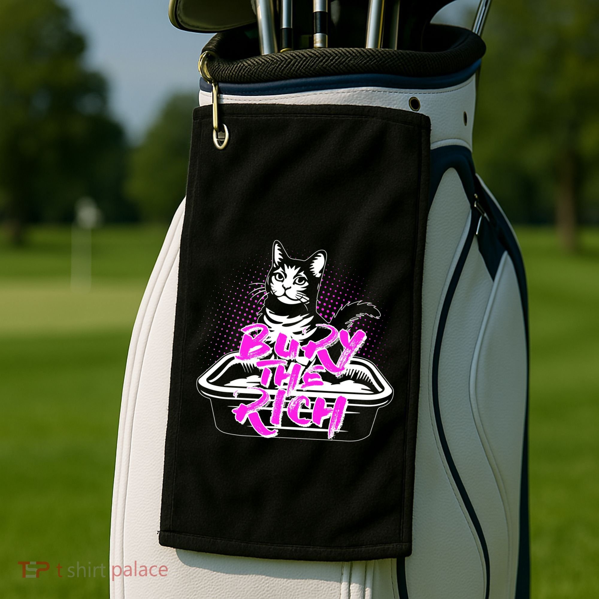 Funny Bury The Rich Cat Litter Box Golf Towel