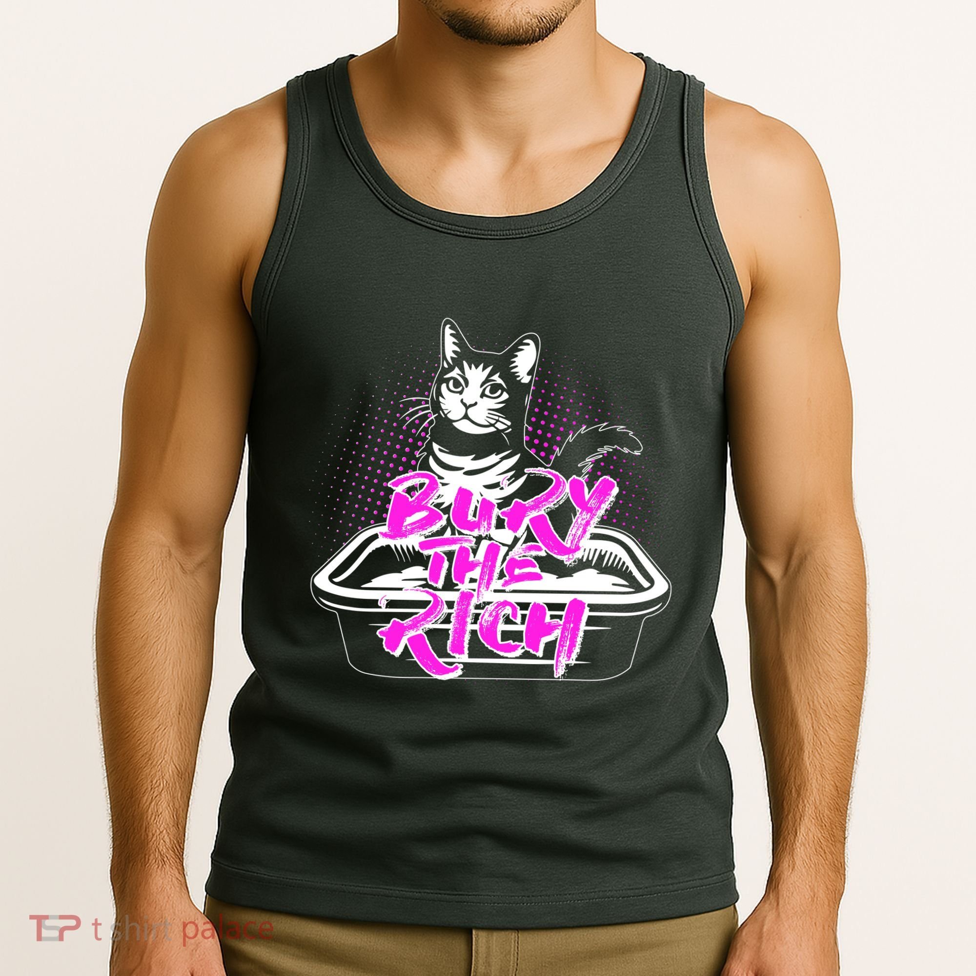 Funny Bury The Rich Cat Litter Box Tank Top