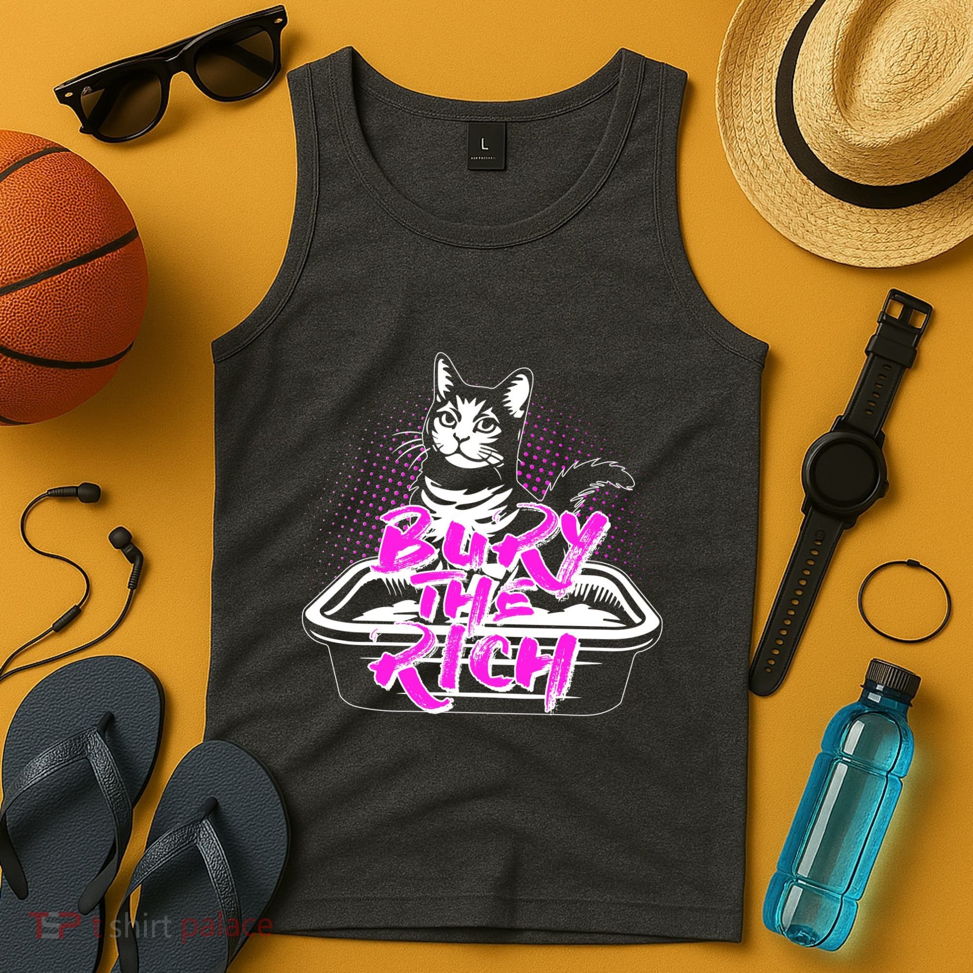 Funny Bury The Rich Cat Litter Box Tank Top