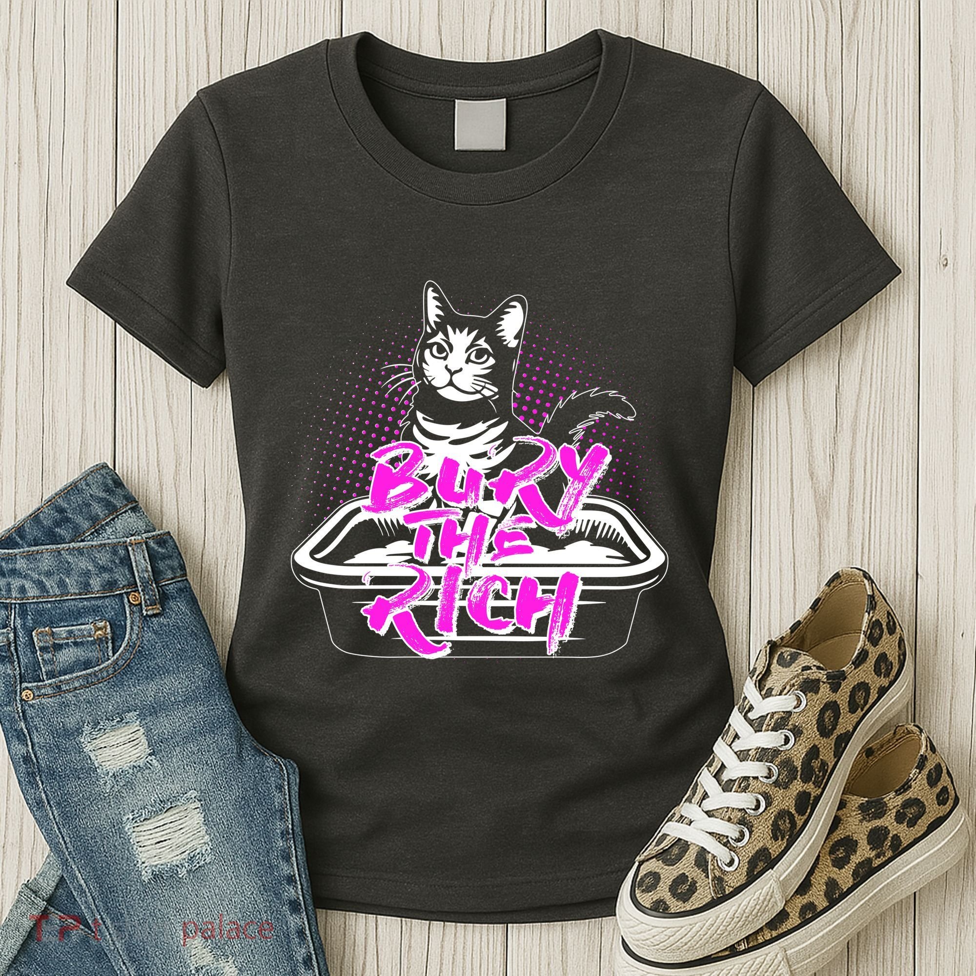 Funny Bury The Rich Cat Litter Box Women's T-Shirt