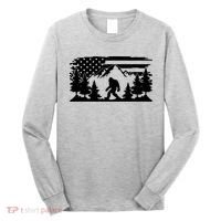 Funny Bigfoot USA Flag Sasquatch Women Gift Long Sleeve Shirt thumb 0