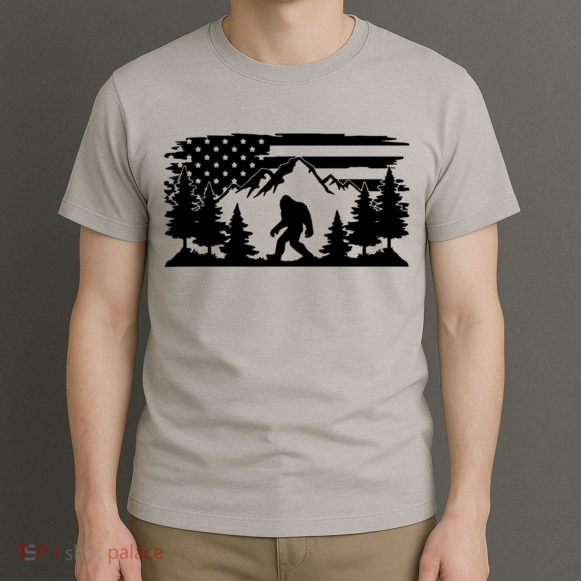Funny Bigfoot USA Flag Sasquatch Women Gift T-Shirt