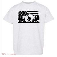 Funny Bigfoot USA Flag Sasquatch Women Gift Toddler T-Shirt thumb 0