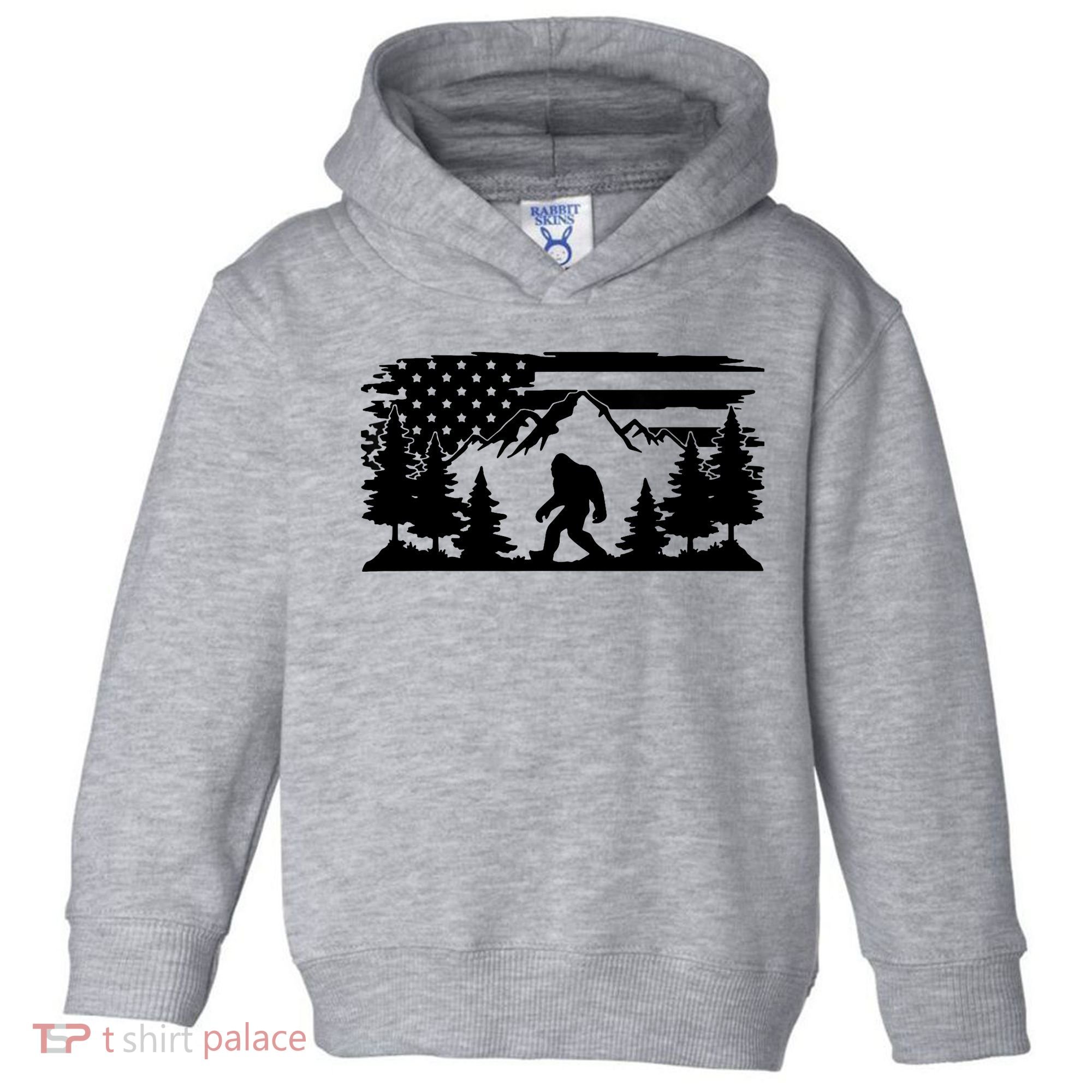 Funny Bigfoot USA Flag Sasquatch Women Gift Toddler Hoodie