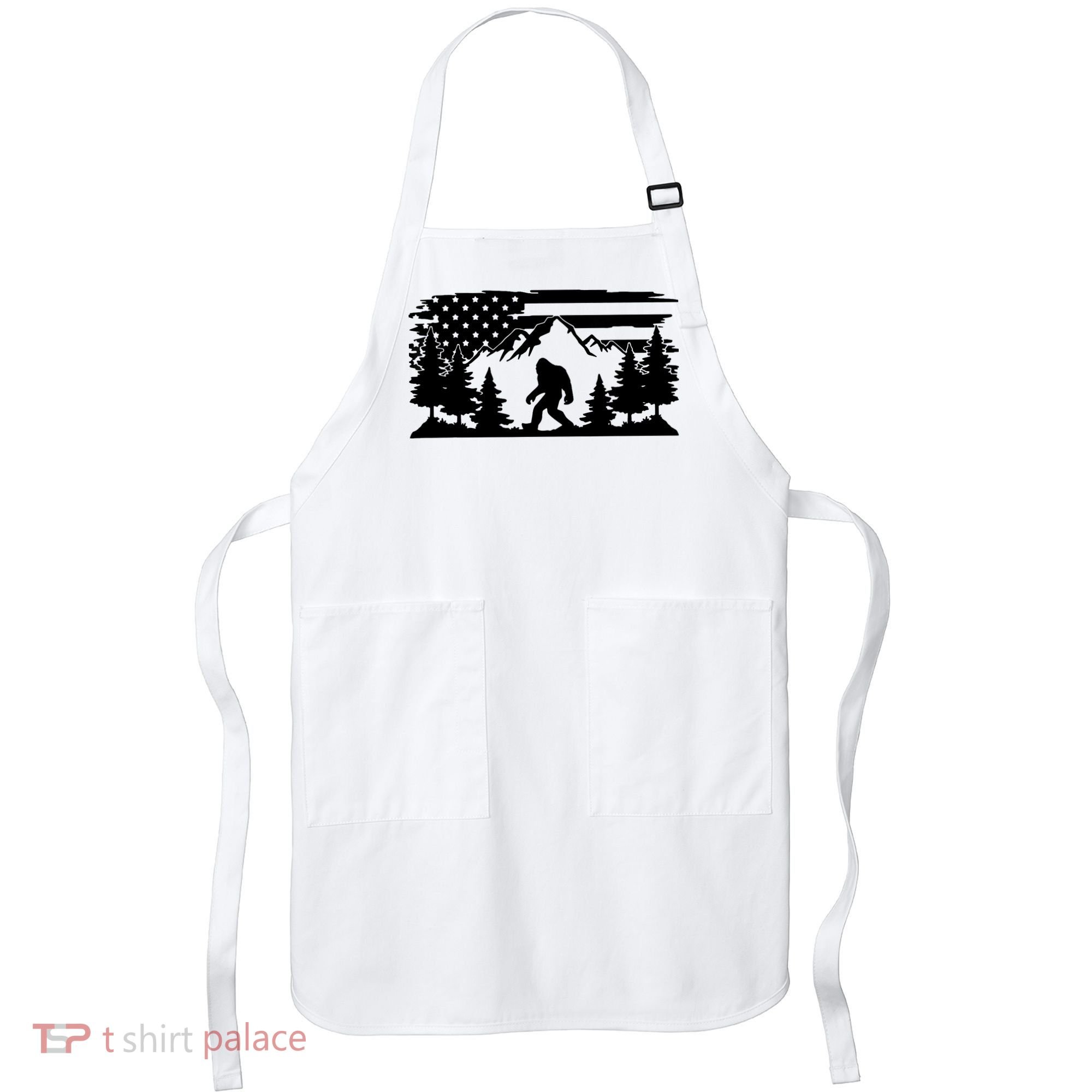 Funny Bigfoot USA Flag Sasquatch Women Gift Apron