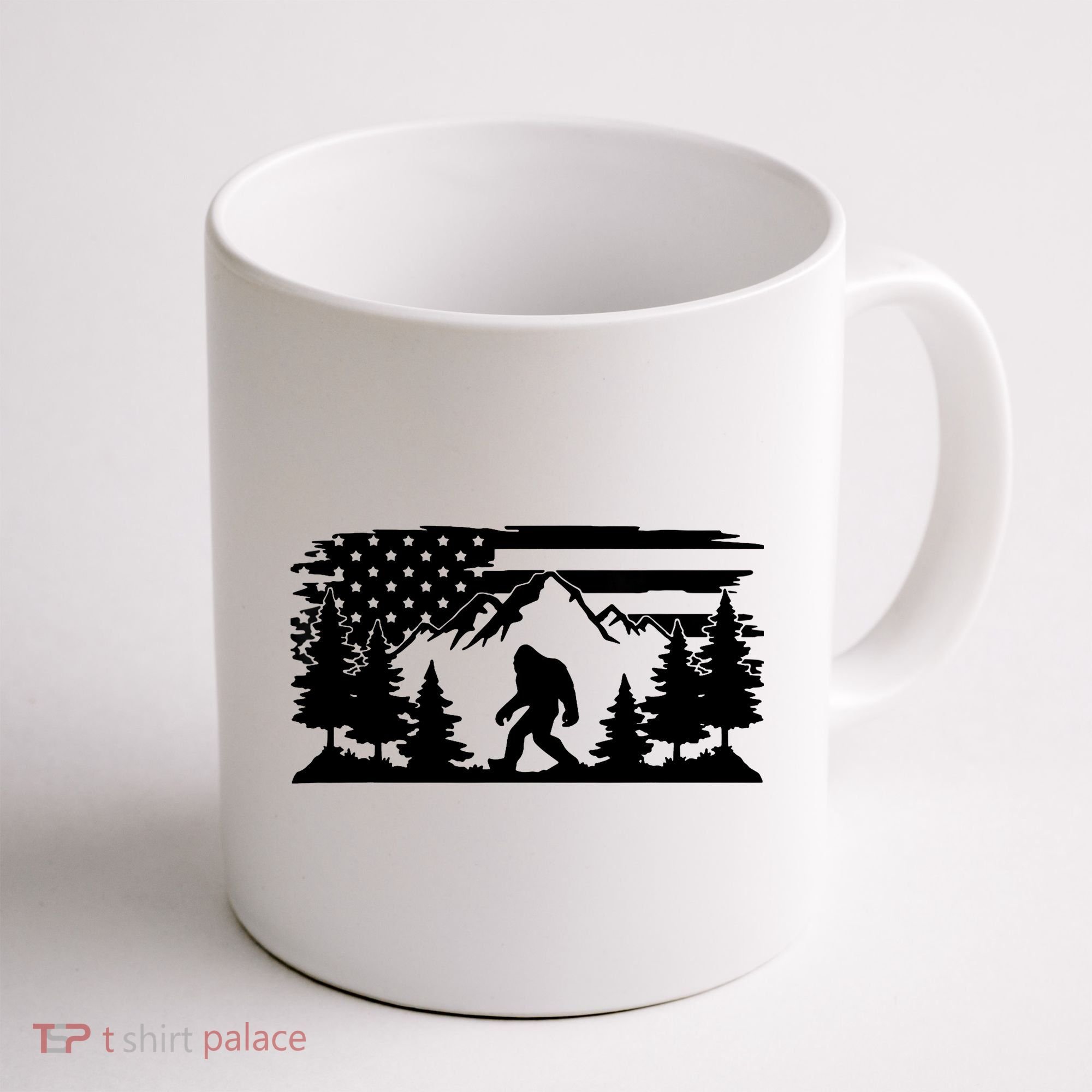 Funny Bigfoot USA Flag Sasquatch Women Gift Coffee Mug