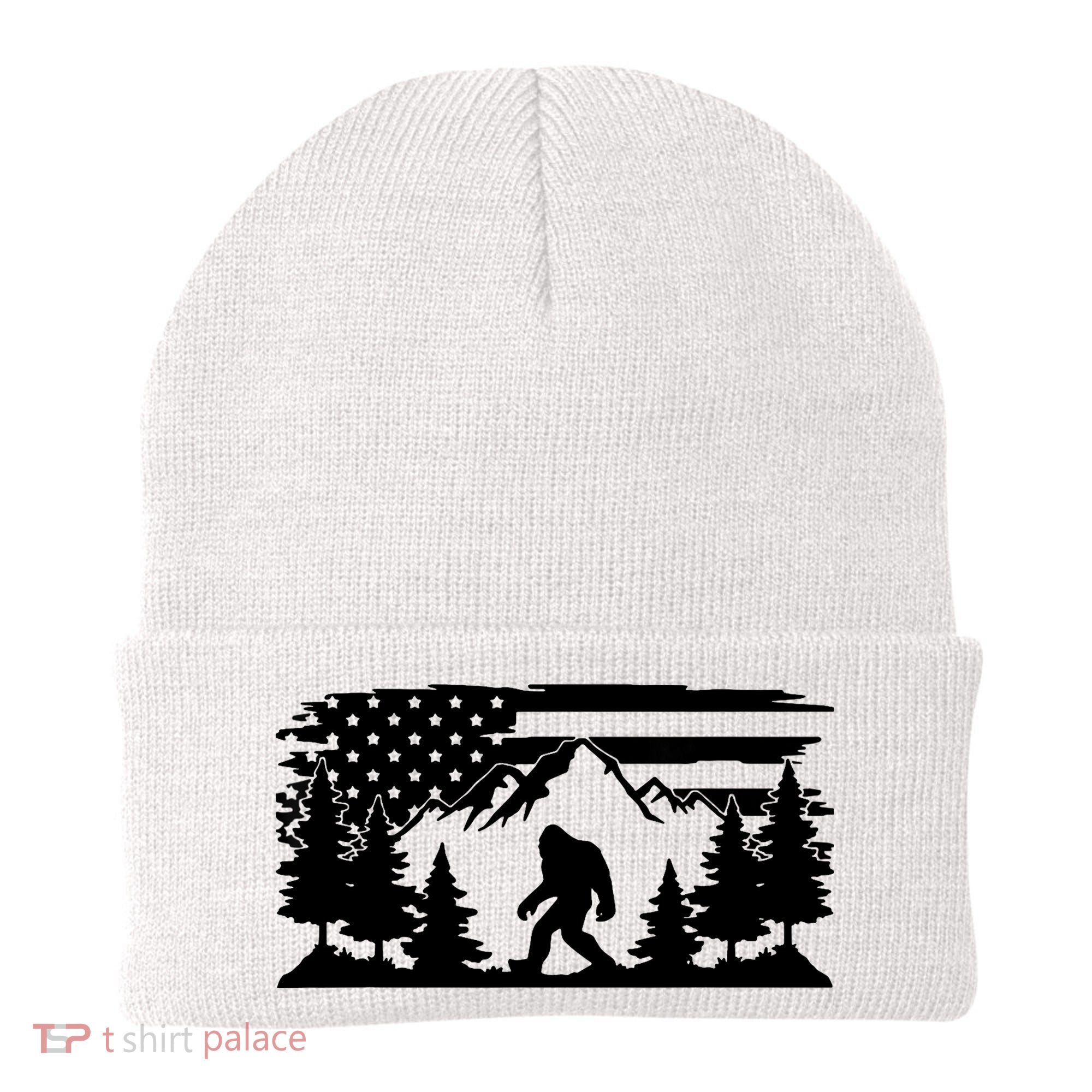 Funny Bigfoot USA Flag Sasquatch Women Gift Beanie