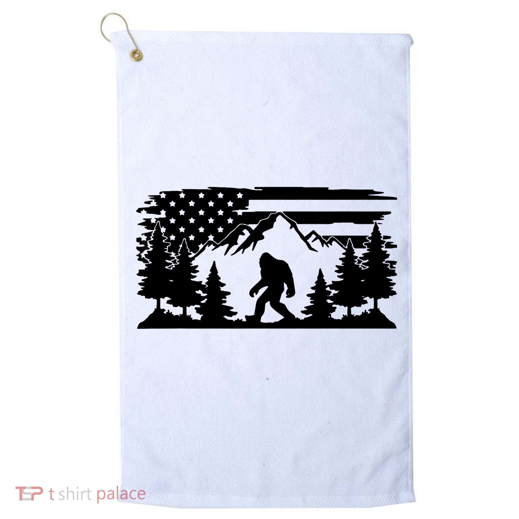 Funny Bigfoot USA Flag Sasquatch Women Gift Golf Towel
