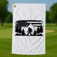 Funny Bigfoot USA Flag Sasquatch Women Gift Golf Towel thumb 1