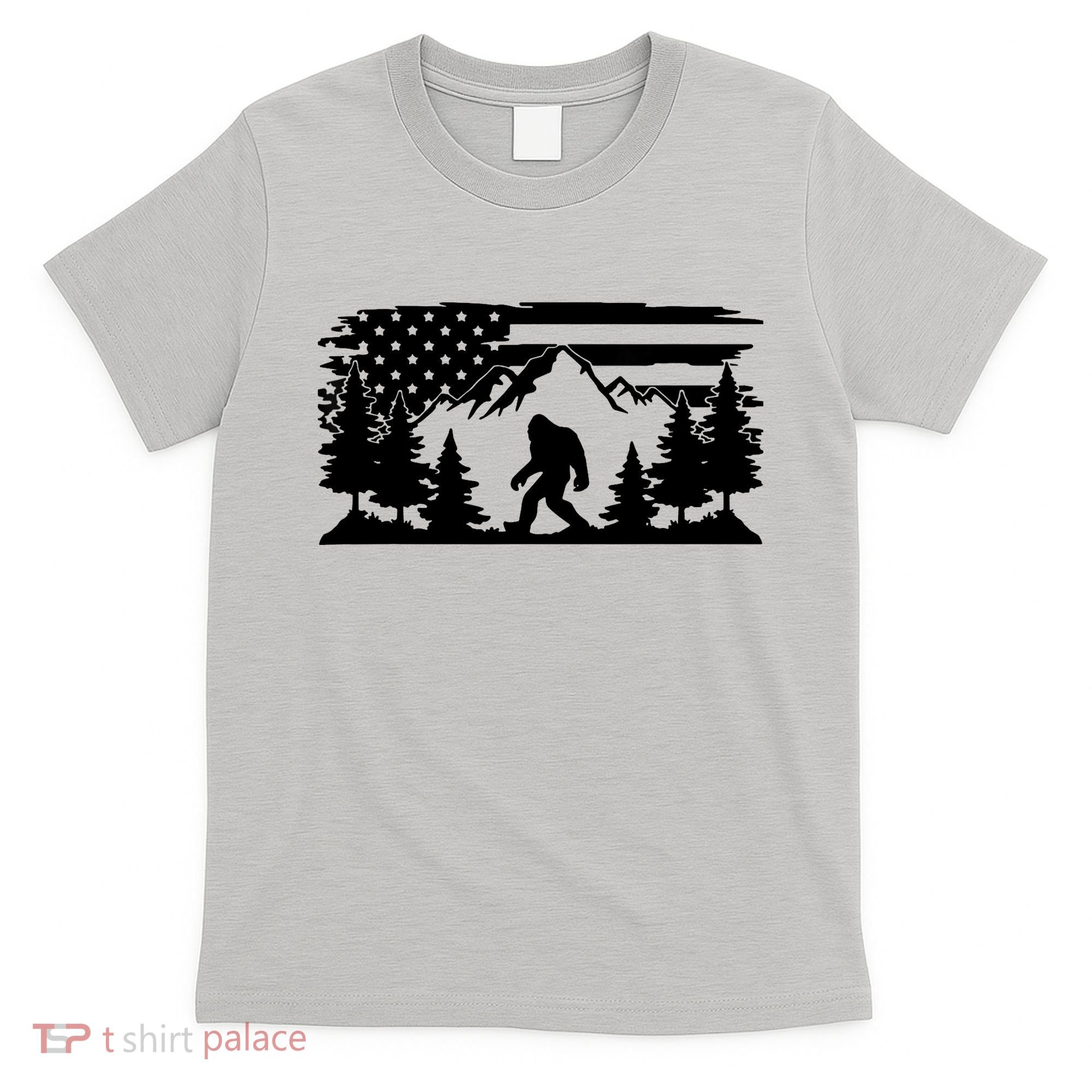 Funny Bigfoot USA Flag Sasquatch Women Gift T-Shirt