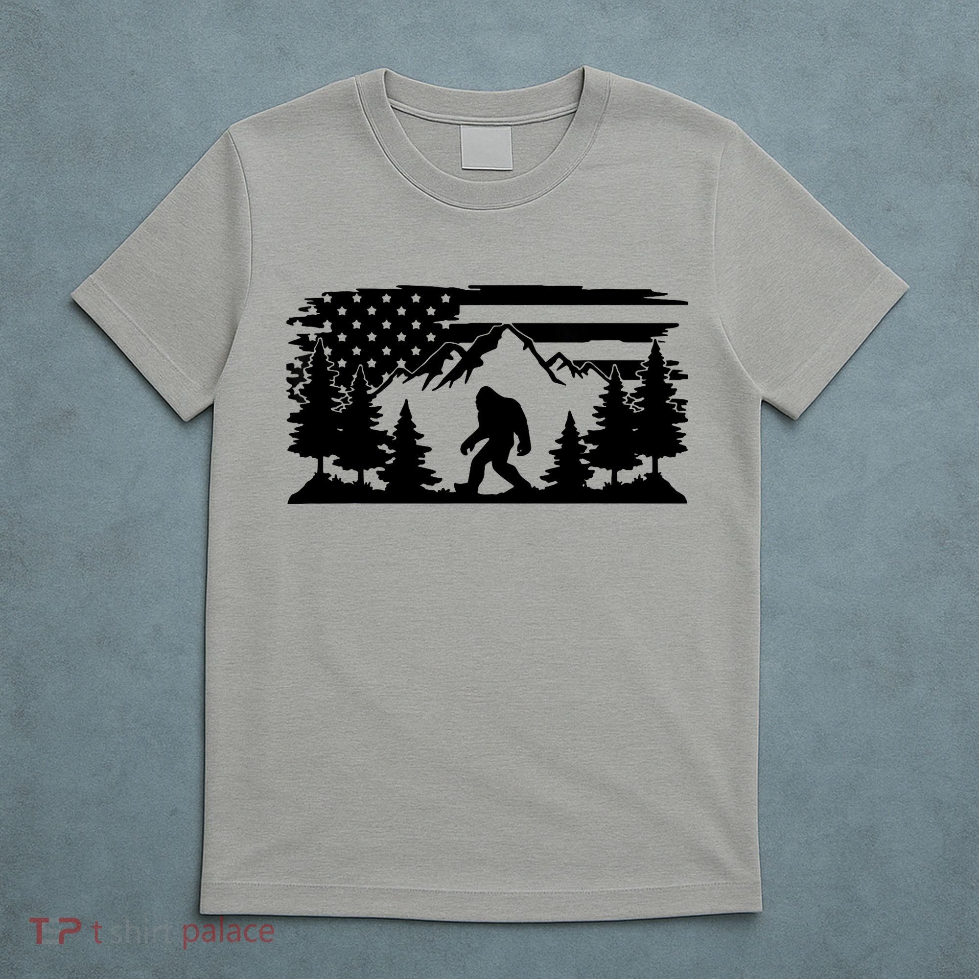 Funny Bigfoot USA Flag Sasquatch Women Gift T-Shirt