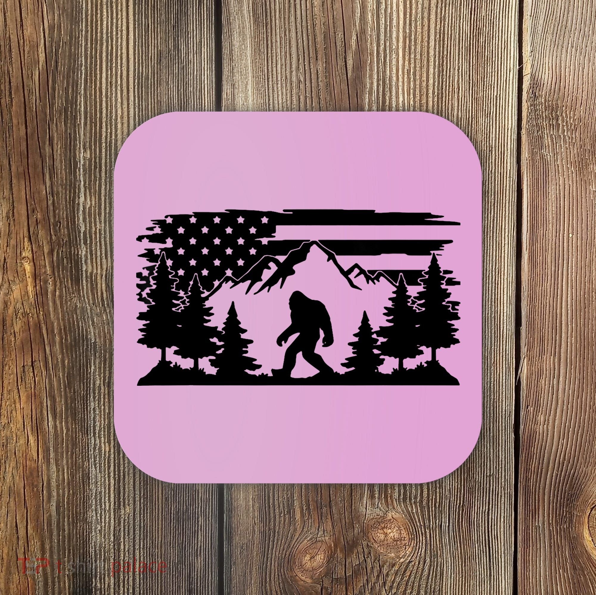 Funny Bigfoot USA Flag Sasquatch Women Gift Coaster