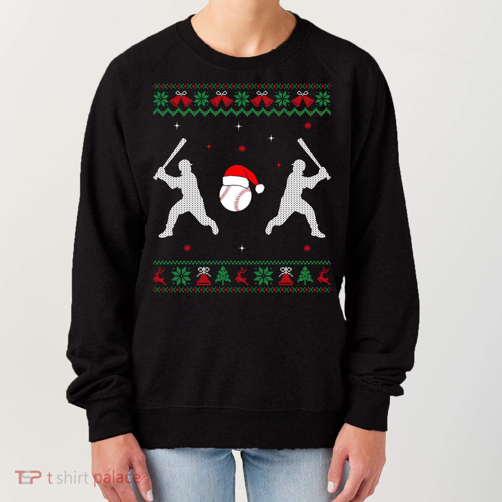 Funny Baseball Ugly Christmas Sweater Xmas Baseball Player Women's Sweatshirt