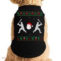 Funny Baseball Ugly Christmas Sweater Xmas Baseball Player Doggie Tank thumb 0