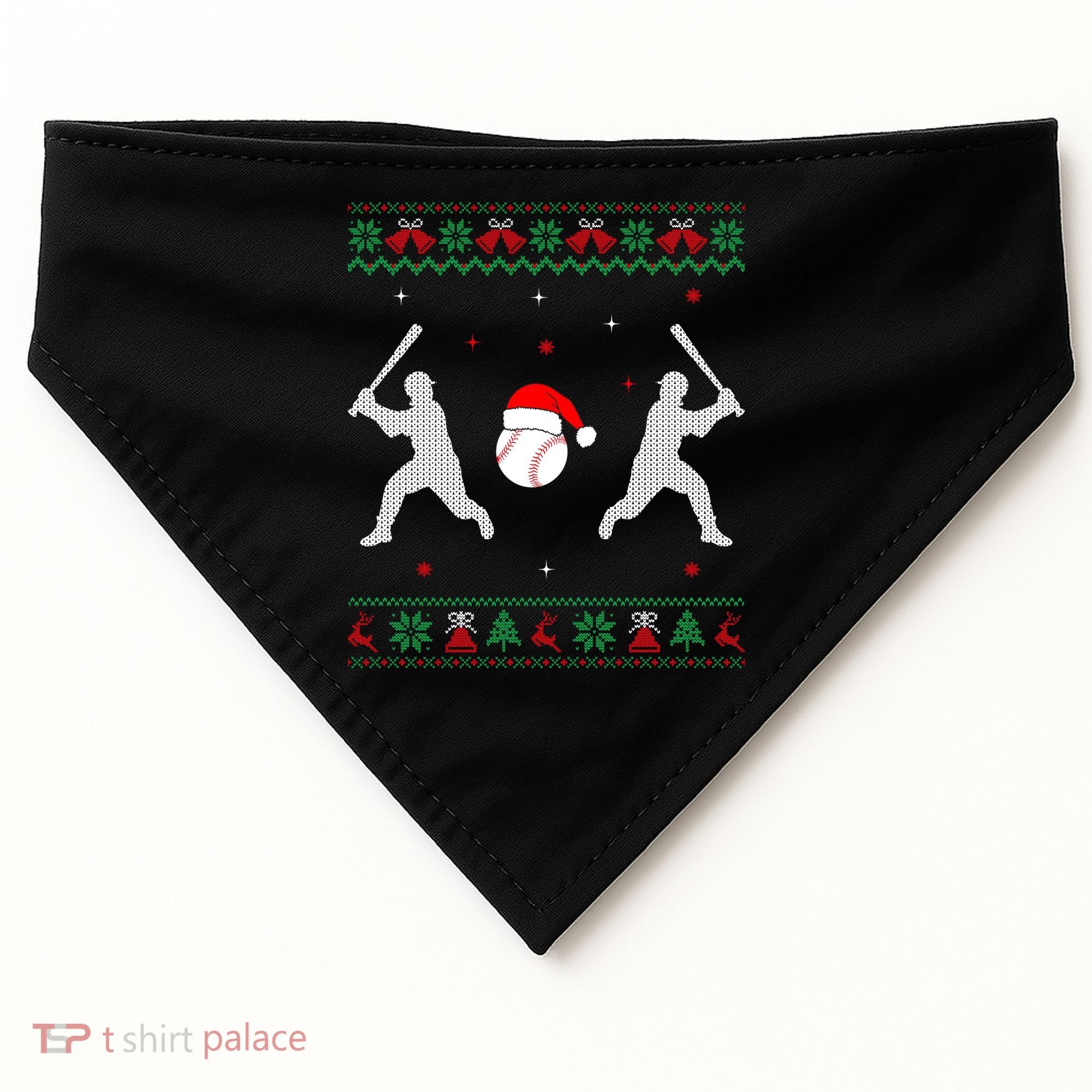Funny Baseball Ugly Christmas Sweater Xmas Baseball Player USA-Made Doggie Bandana