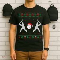 Funny Baseball Ugly Christmas Sweater Xmas Baseball Player T-Shirt thumb 6