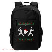 Funny Baseball Ugly Christmas Sweater Xmas Baseball Player Backpack thumb 0